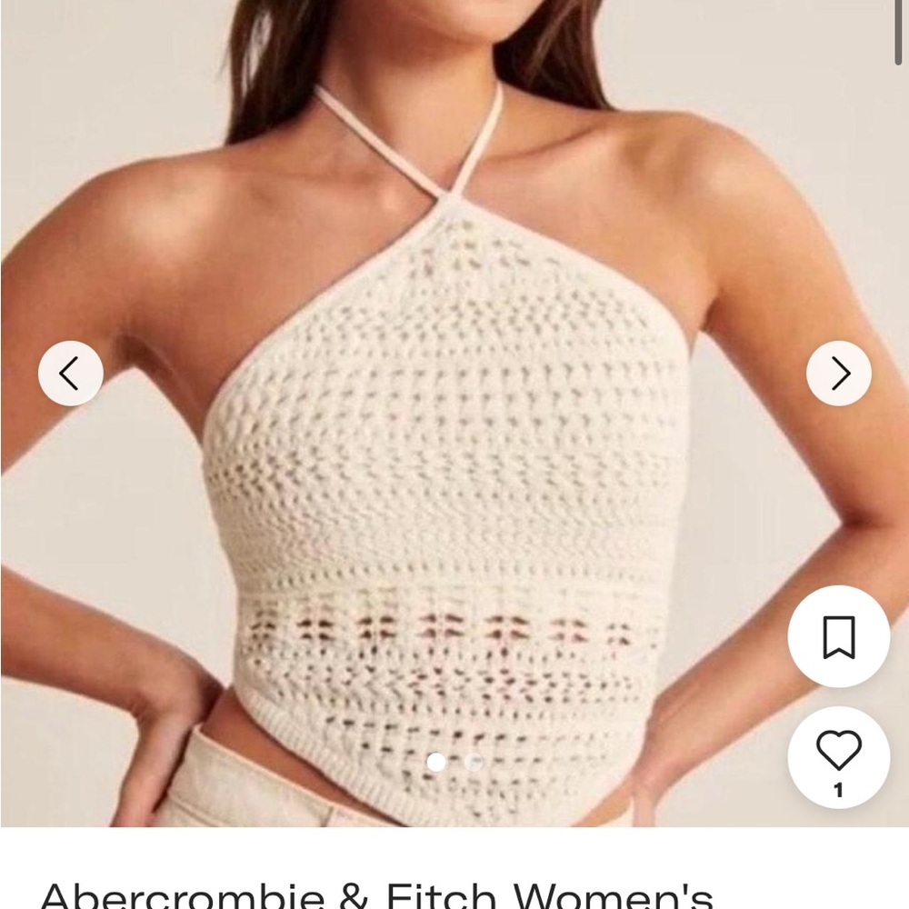 Abercrombie & Fitch Women's Cream Crochet Tank Top